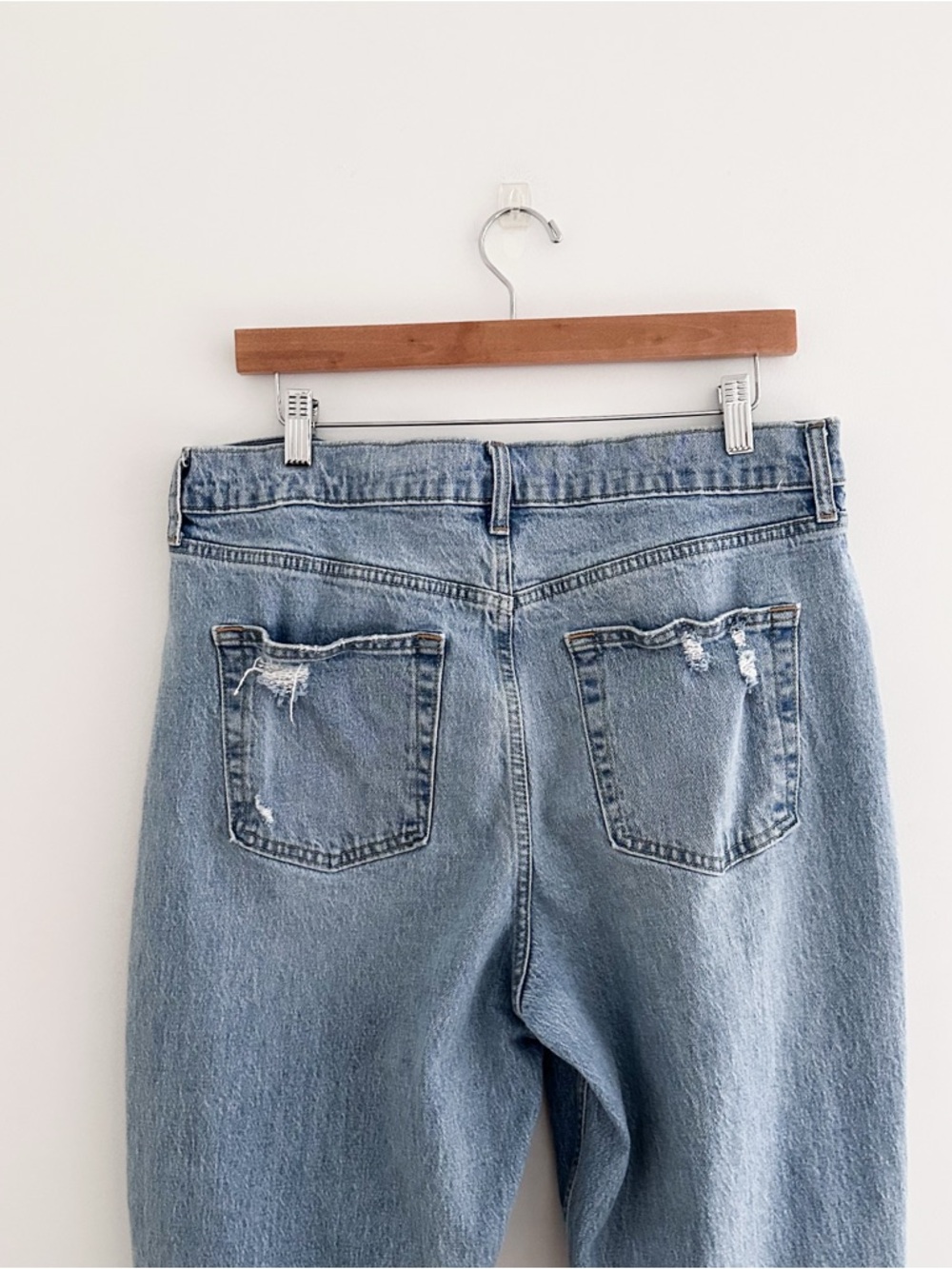 Gap Sky High Straight Leg Jeans | Rigid Denim | Light Wash Distressed | 14 Tall - Picture 8 of 12